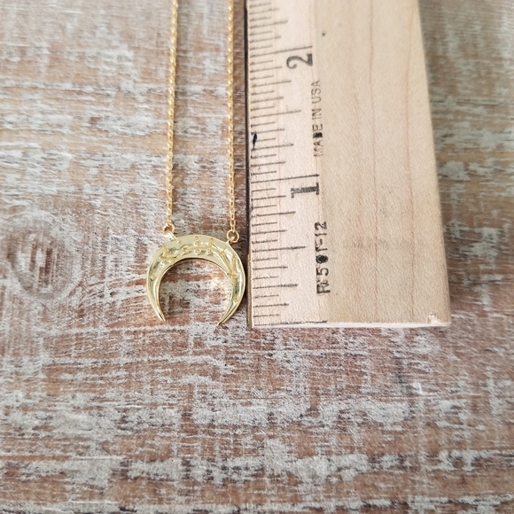 14k Gold or Sterling Crescent Moon Necklace - Picture 9 of 11